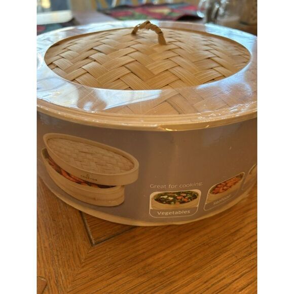 CROFTON 100% BAMBOO STEAMER 2 Piece Set 10" Diameter Instructions NEW IN SEAL - Picture 2 of 7